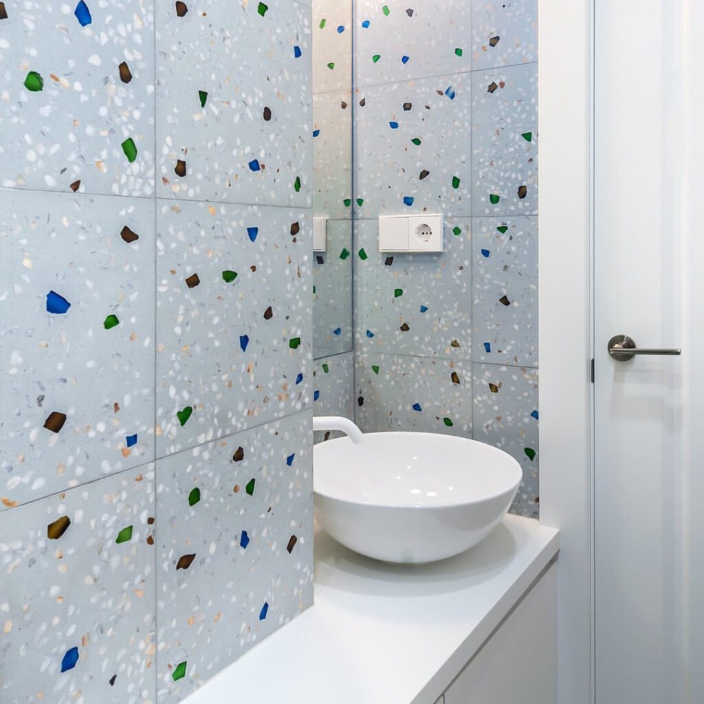 cristal terrazzo bathroom wall